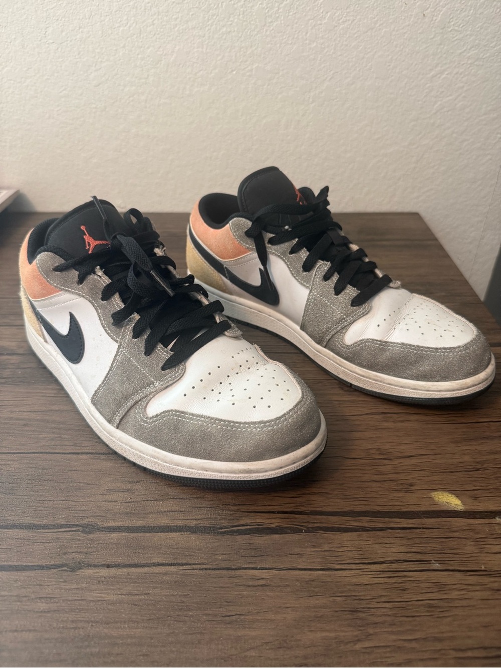 Nike Air Jordan 1 Low SE in White, Gray & Orange